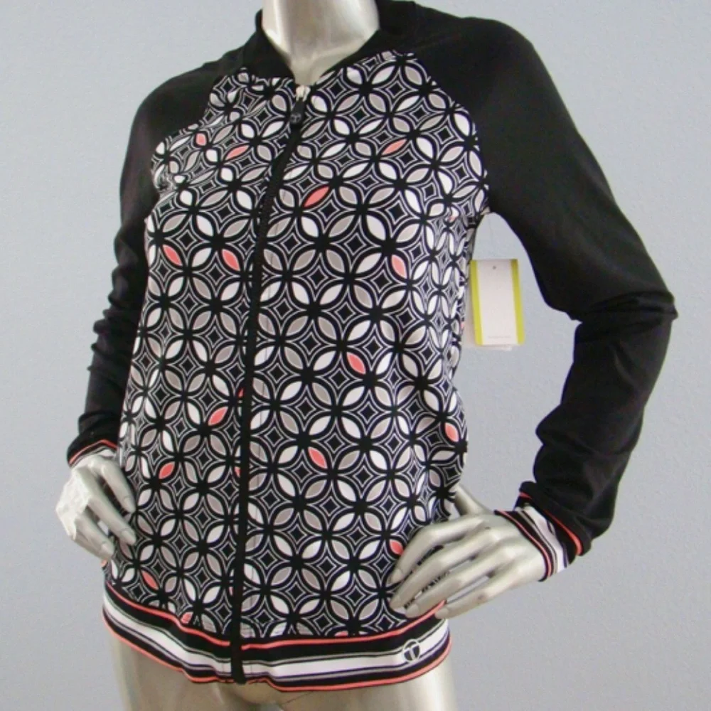 Trina Turk Recreation Bal Harbour Tile Print Baseball Bomber Track Jacket XS